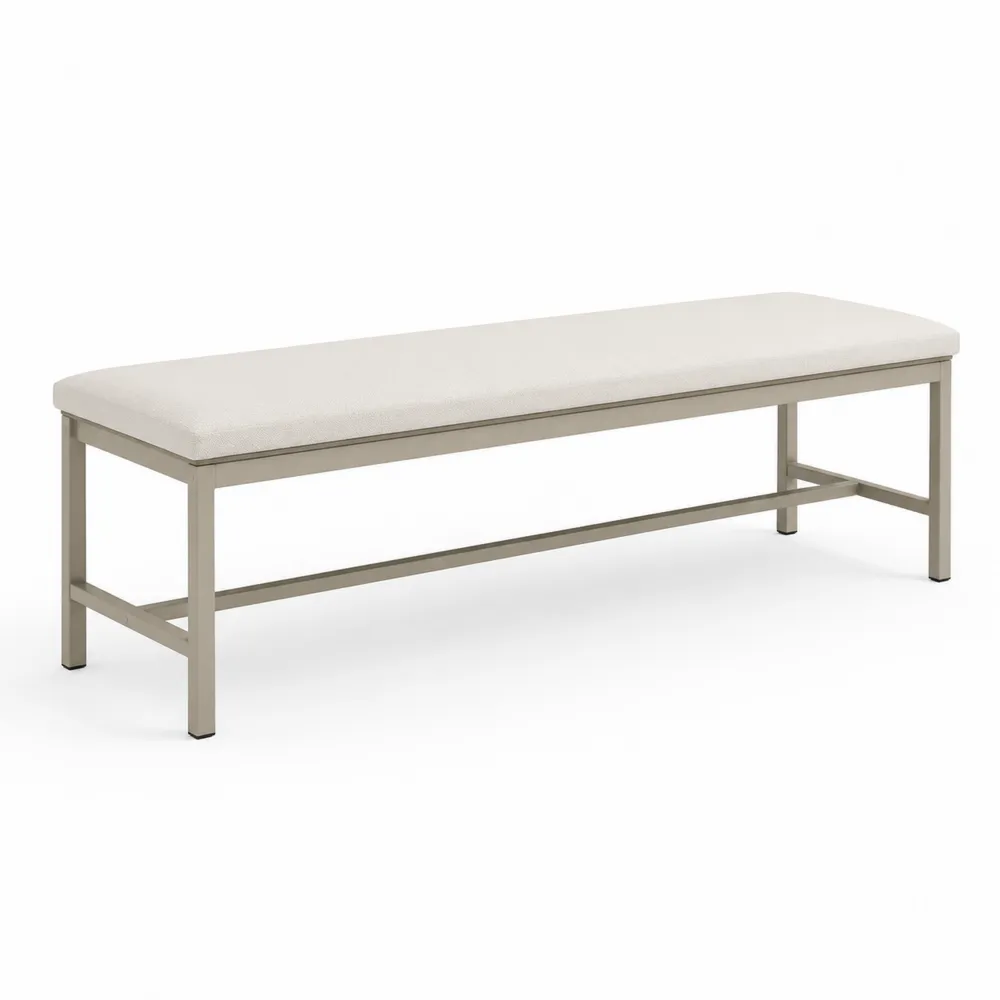 Banco de metal con tapizado en poliéster Beige 150x40x45 cm-Cosyloftea