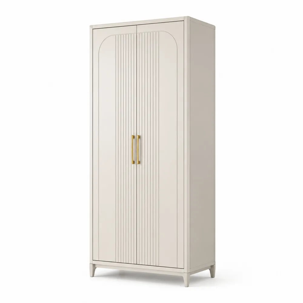 Armario de MDF con Dos Puertas en Color Beige-Cosyloftea