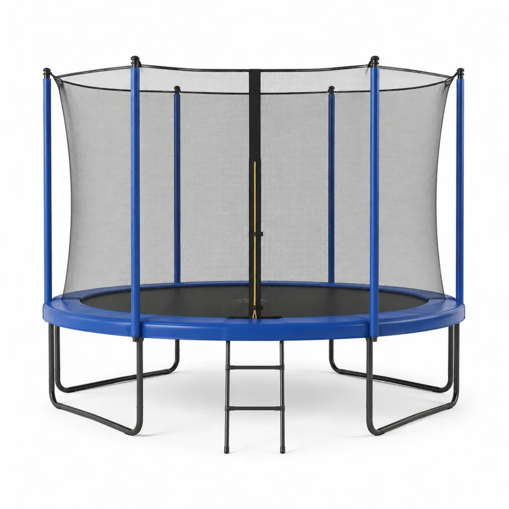 Trampolín con red de protección 366 cm estructura de acero azul y negro-Cosyloftea