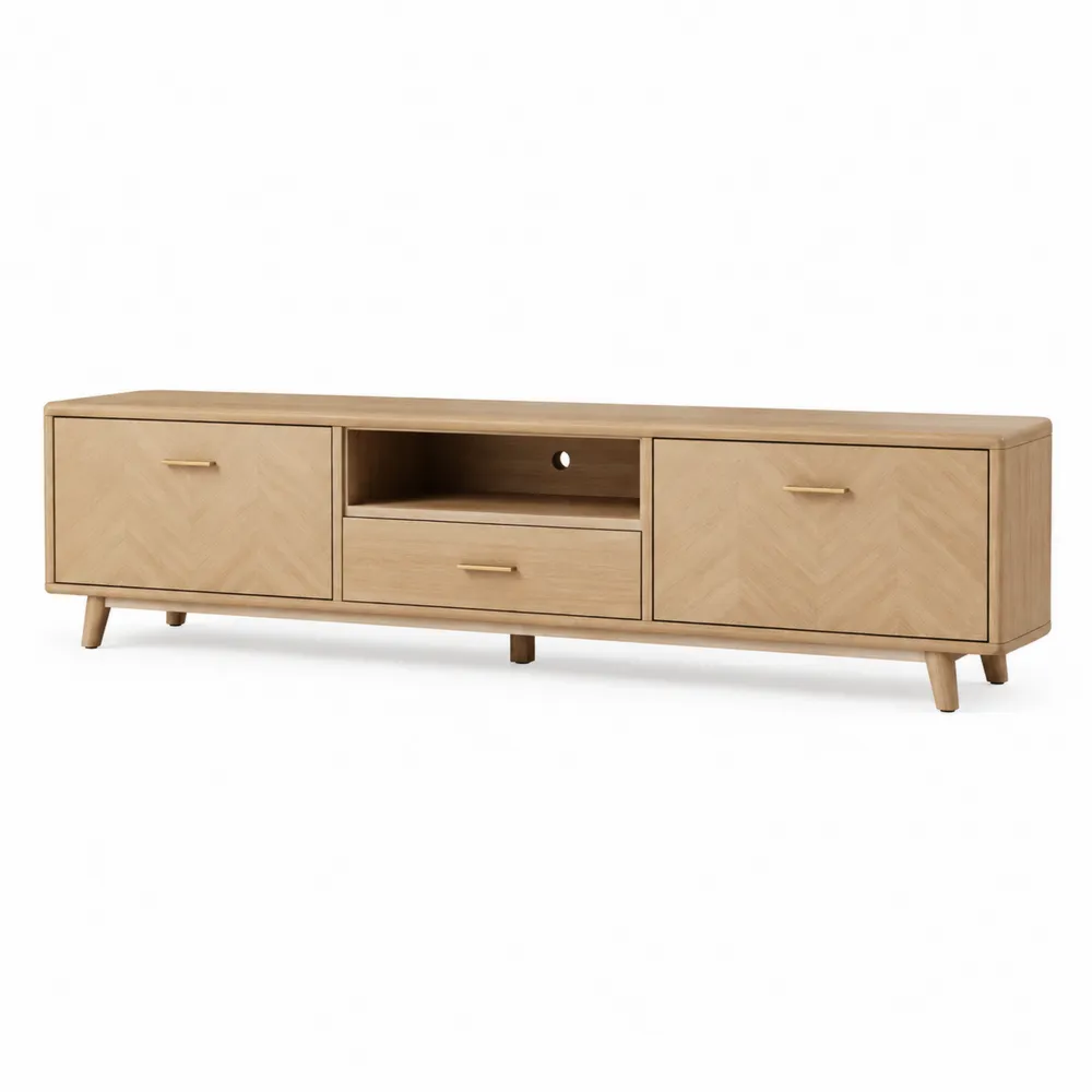 Mueble de TV de Madera con 2 Puertas y 1 Cajón 180x40x50 cm-Cosyloftea