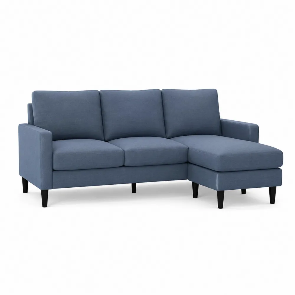 Sofá seccional de tela azul 230x150x85 cm-Cosyloftea