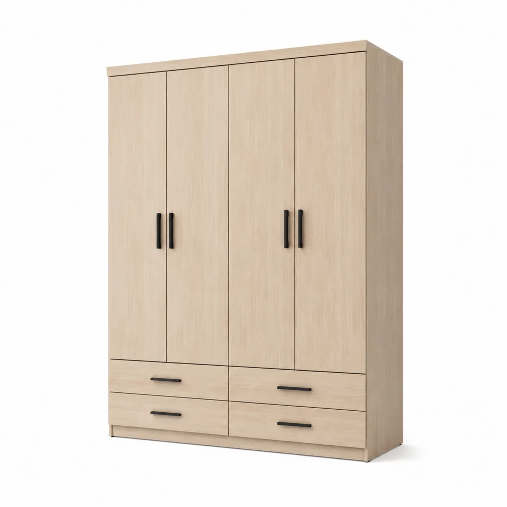 Armario de 4 puertas y 4 cajones de madera-Cosyloftea