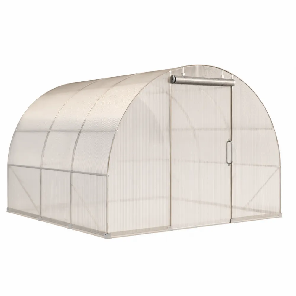 Invernadero de Policarbonato de 6 mm con Estructura de Acero Galvanizado 300x200x200 cm Beige-Cosyloftea