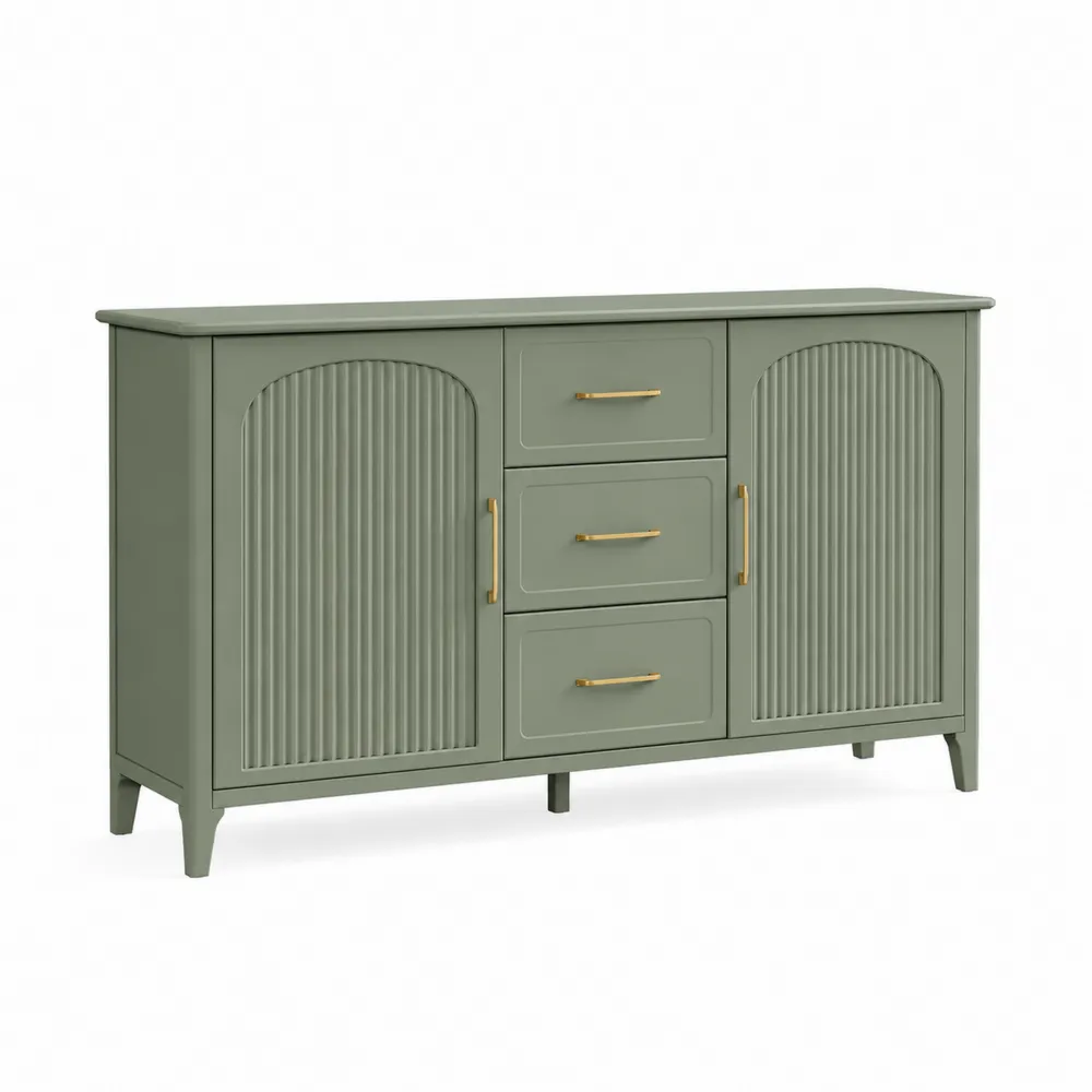Aparador de Madera con Puertas y Cajones Verde 150x80x40cm-Cosyloftea