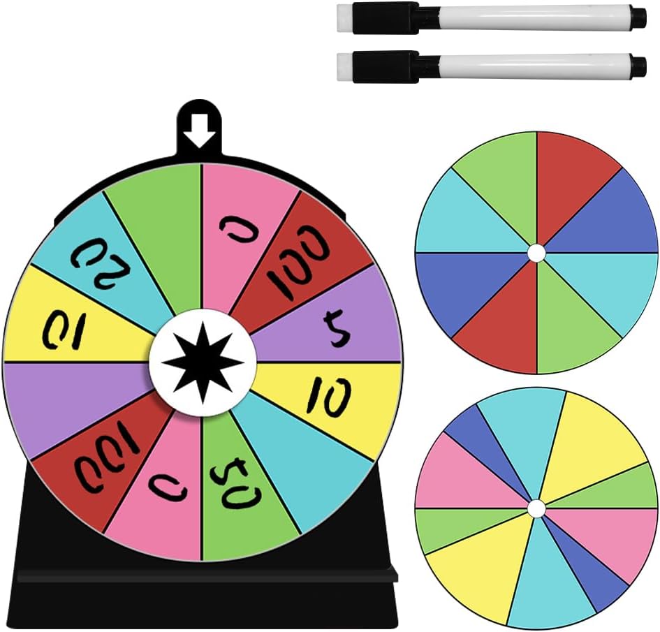 Removable Fortune Wheel Spinner Set – 3 DIY Wheels with 2 Marking Pens