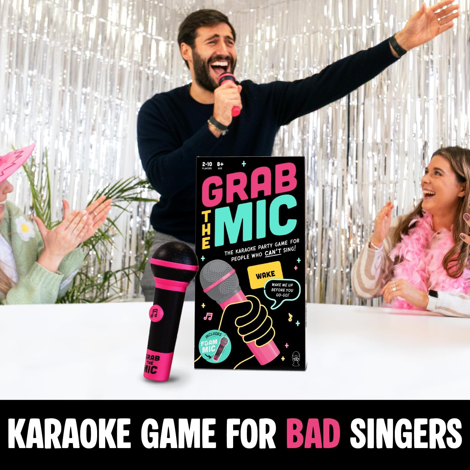 Grab The Mic Family Karaoke Game – Fun Party Board Game with Foam Microphone for Kids & Adults