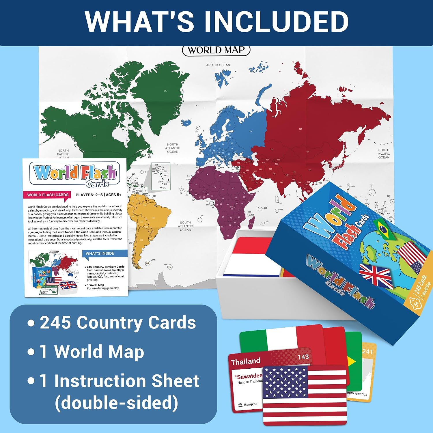 World Flags Flashcards – 245+ Country Flags & Maps