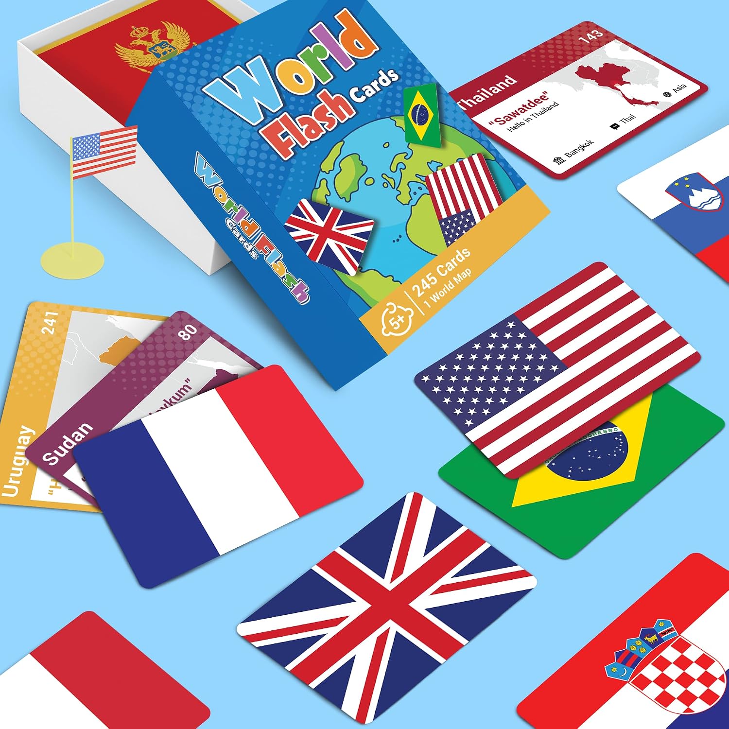 World Flags Flashcards – 245+ Country Flags & Maps