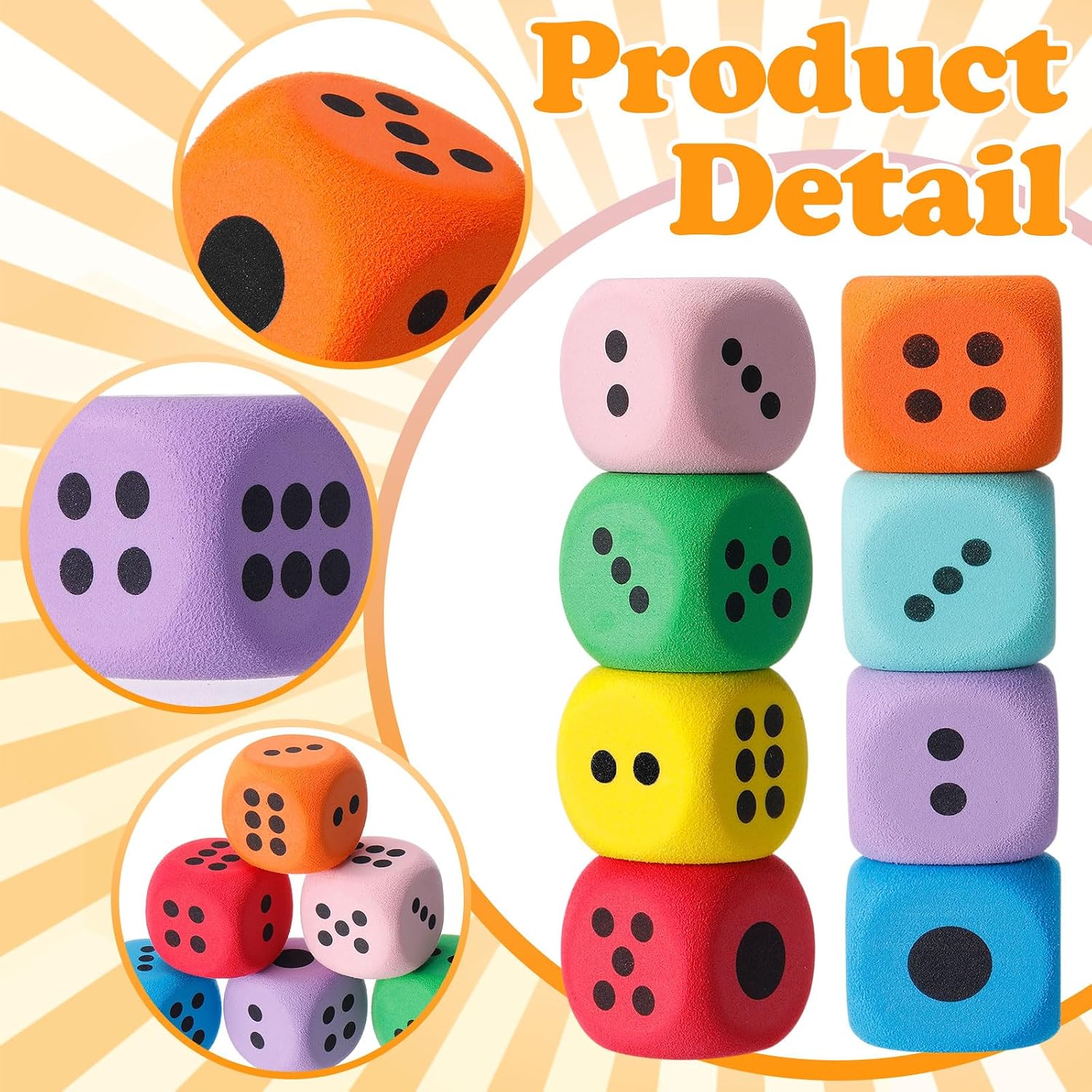 6PCS Soft Foam Dice for Games