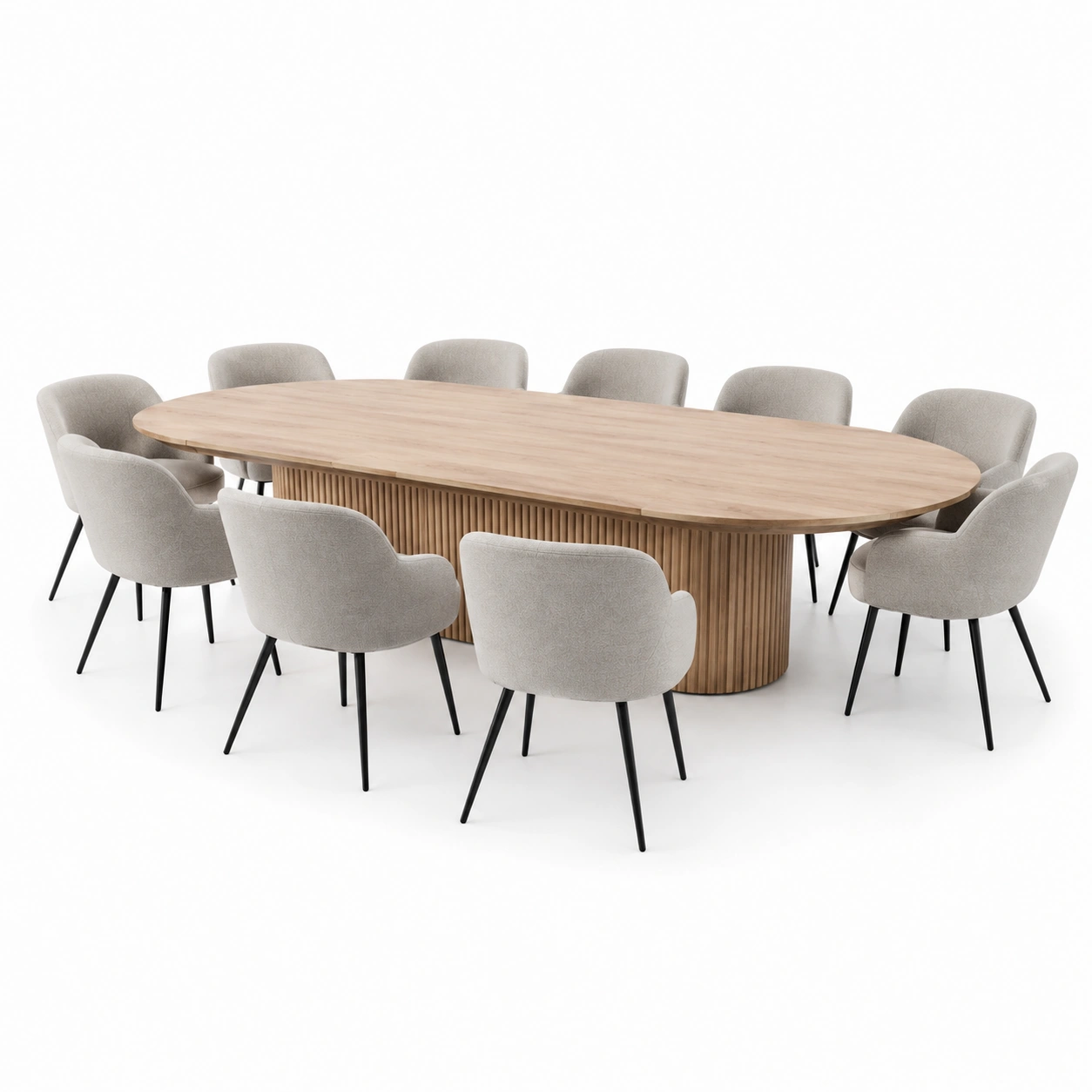 Ovaler Esstisch Set (hellbraun, 12 St�hle)