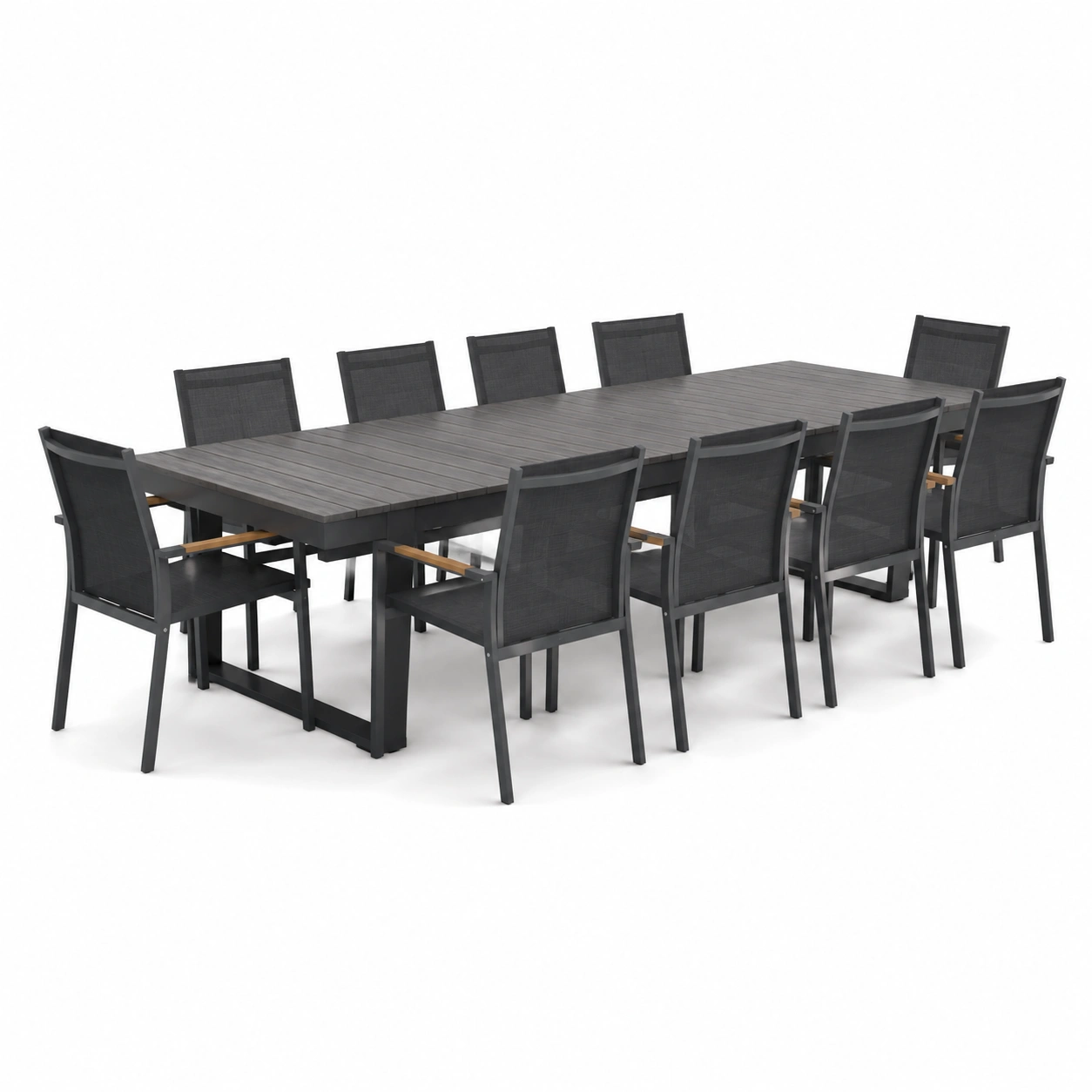 Rechteckiger Esstisch Set (schwarz, 10 St�hle)