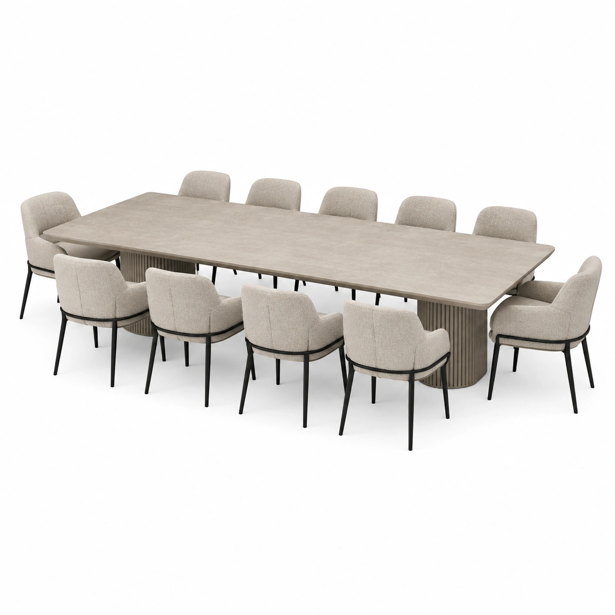 Rechteckiger Esstisch Set (hellgrau, 12 St�hle)