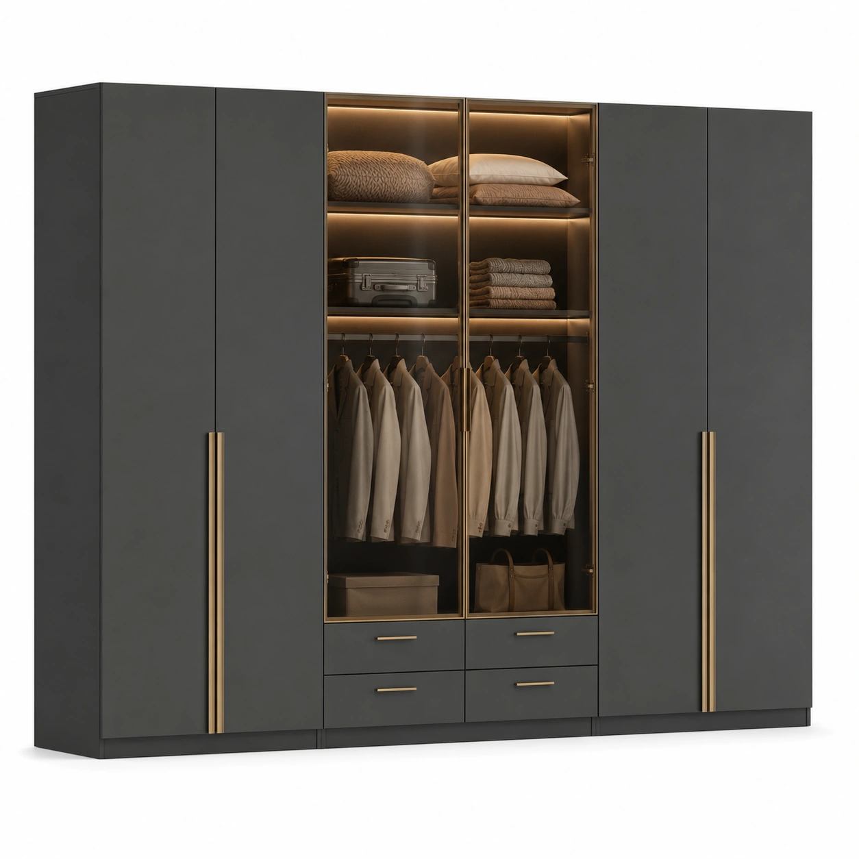 Kleiderschrank Modern Dunkelgrau