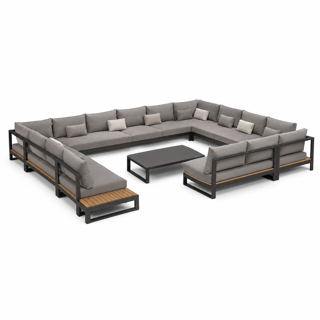 Garten Ecksofa Anthrazit mit Metallrahmen