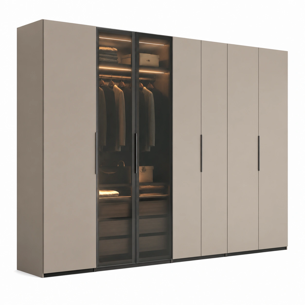 Gro?er Spiegel-Kleiderschrank Taupe