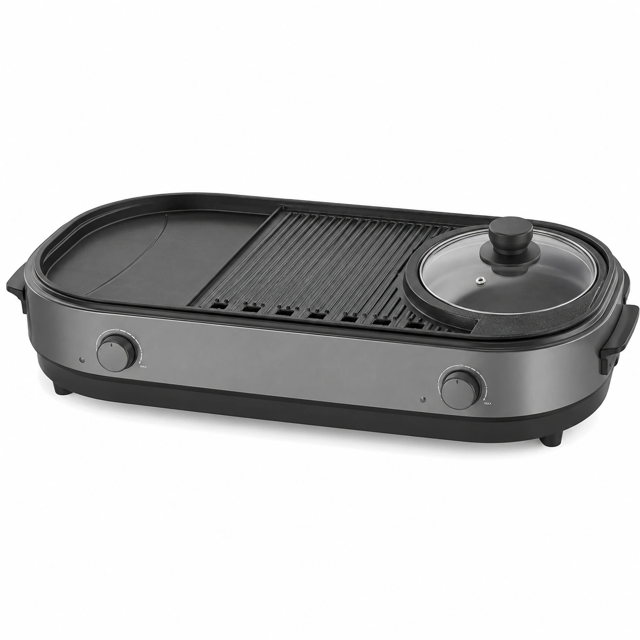 Elektrischer Teppanyaki Grill mit Glasdeckel