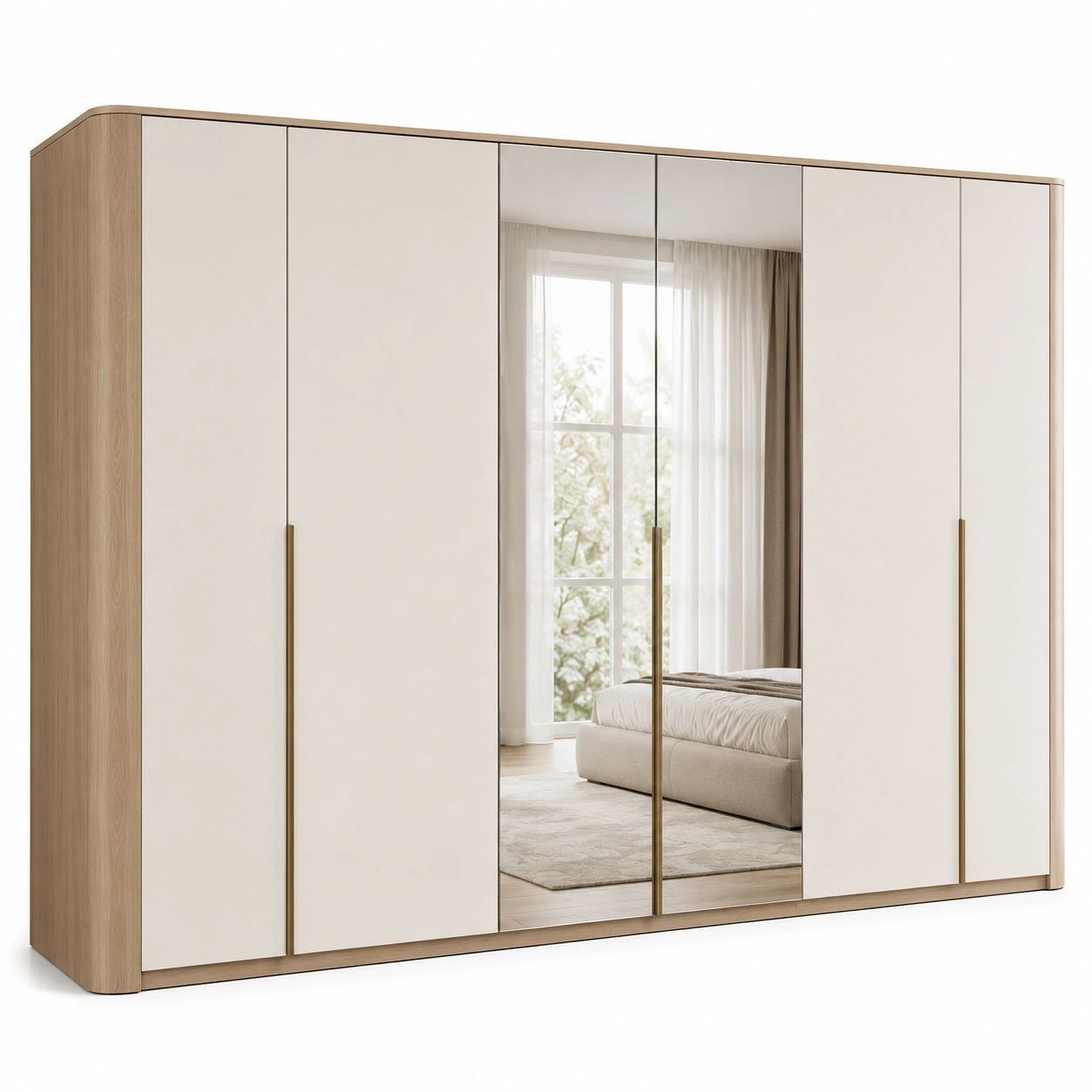 Minimalistischer Kleiderschrank mit Spiegel