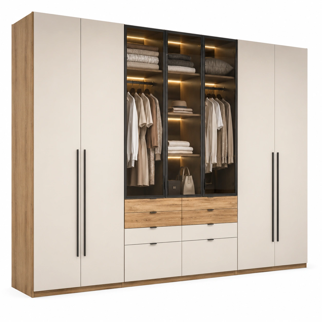 Moderner Schlafzimmer Schrank mit LED Glasfront