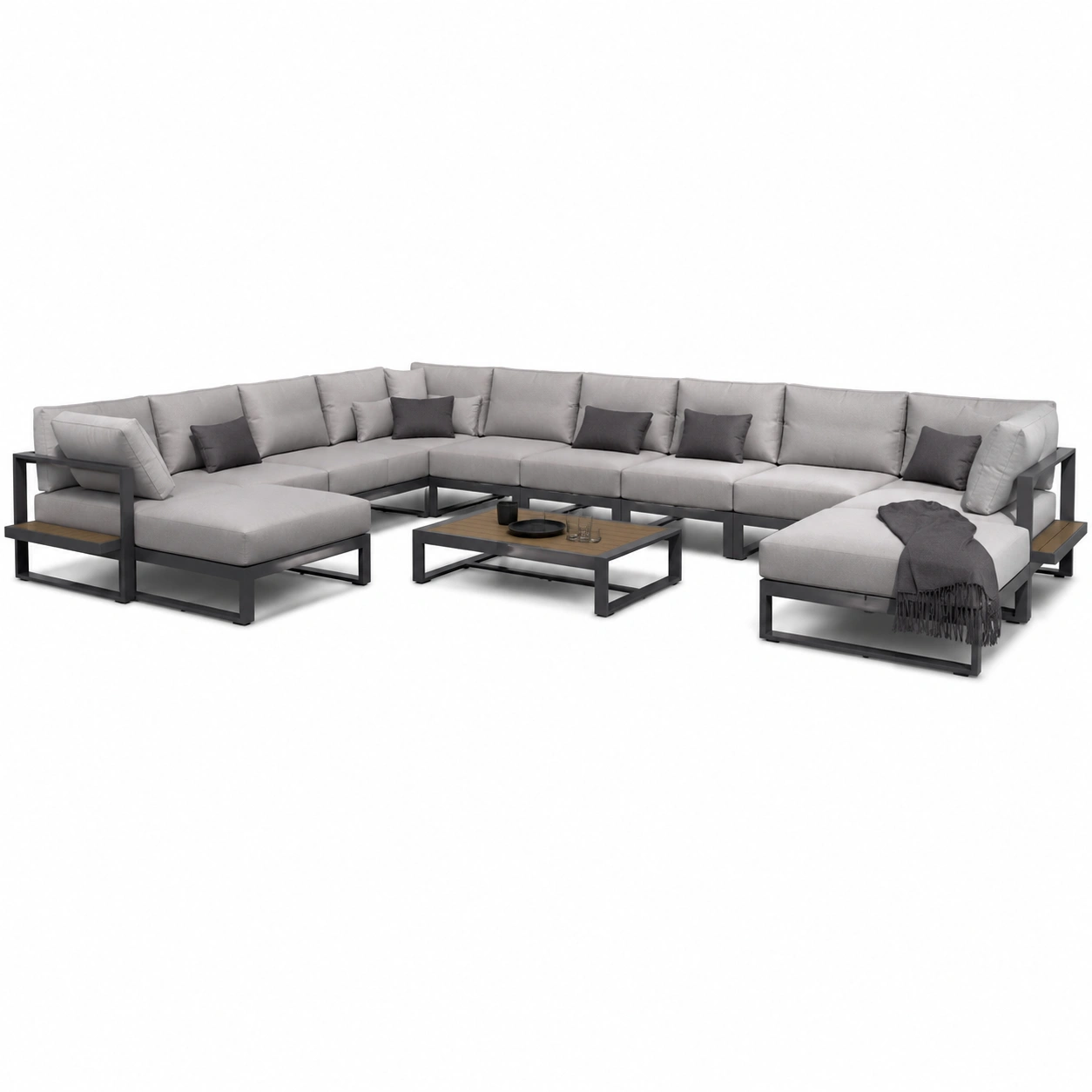 Outdoor Lounge Sofa Aluminium Grau
