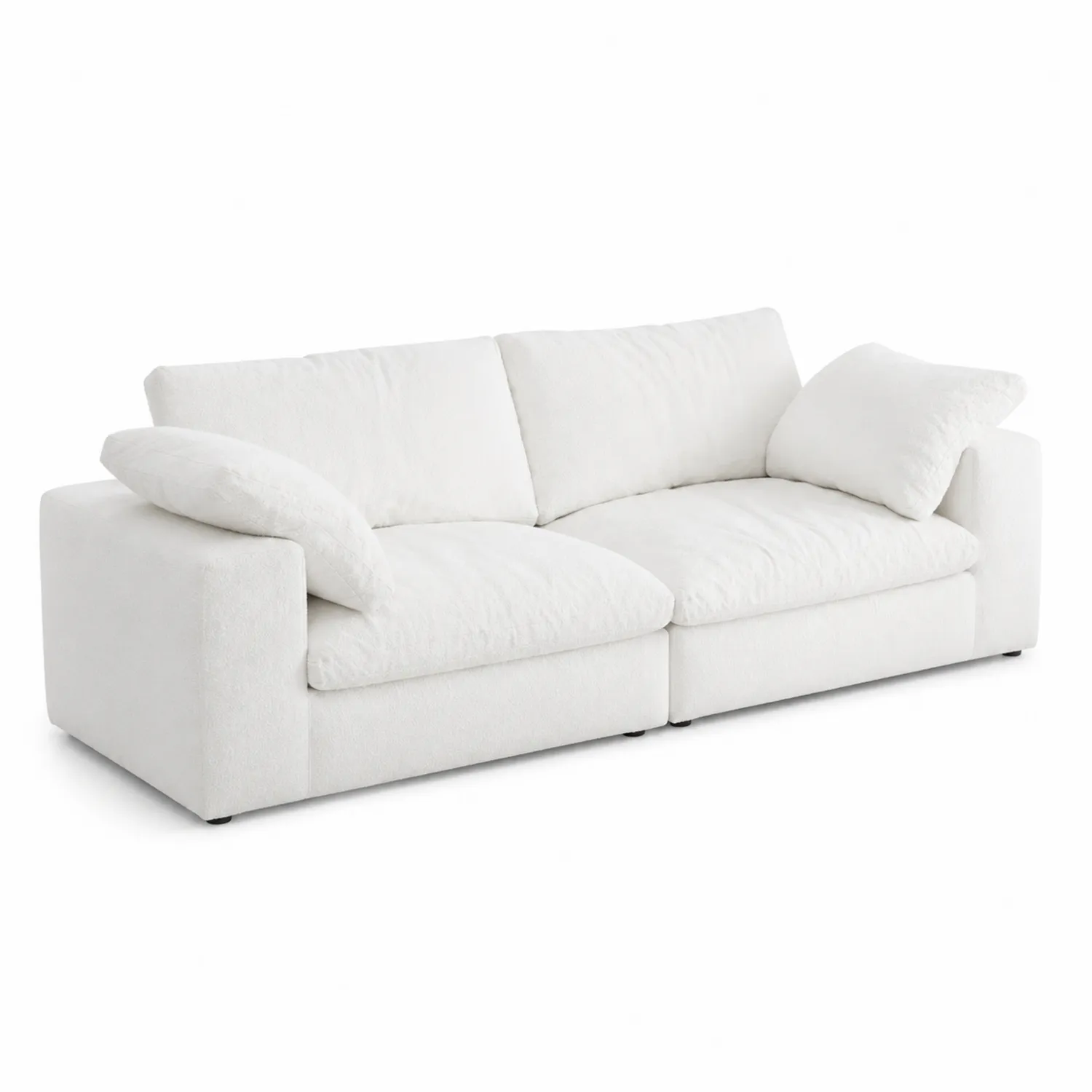 Sofá de Tela Blanco con Estructura de Madera 210x90x85 cm
