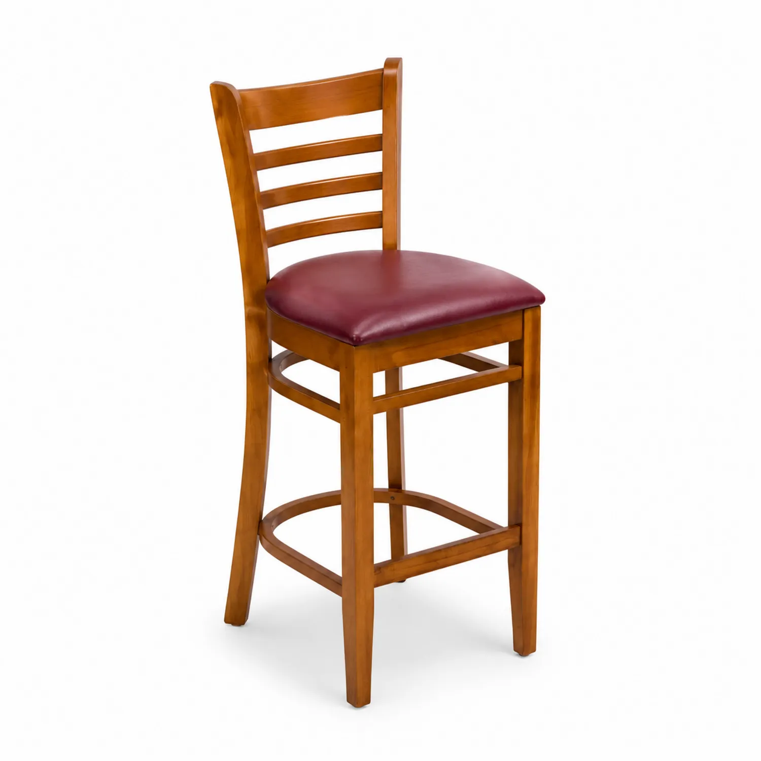 Taburete de Haya con Asiento de Vinilo Rojo