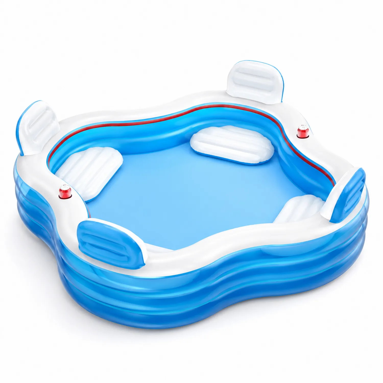 Piscina inflable de PVC con asientos 229x229x66 cm Azul y Blanco