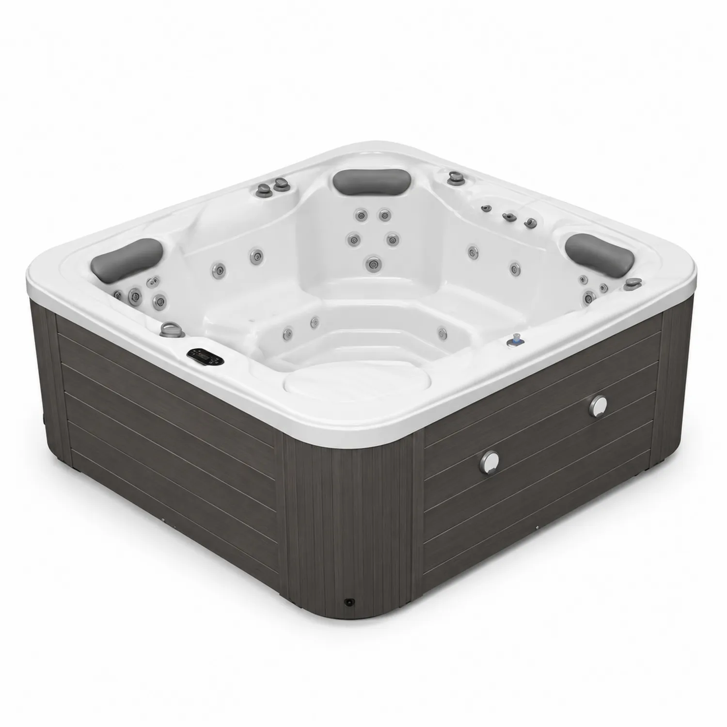 Jacuzzi cuadrado 210x210 cm acrílico blanco 5 plazas 28 jets