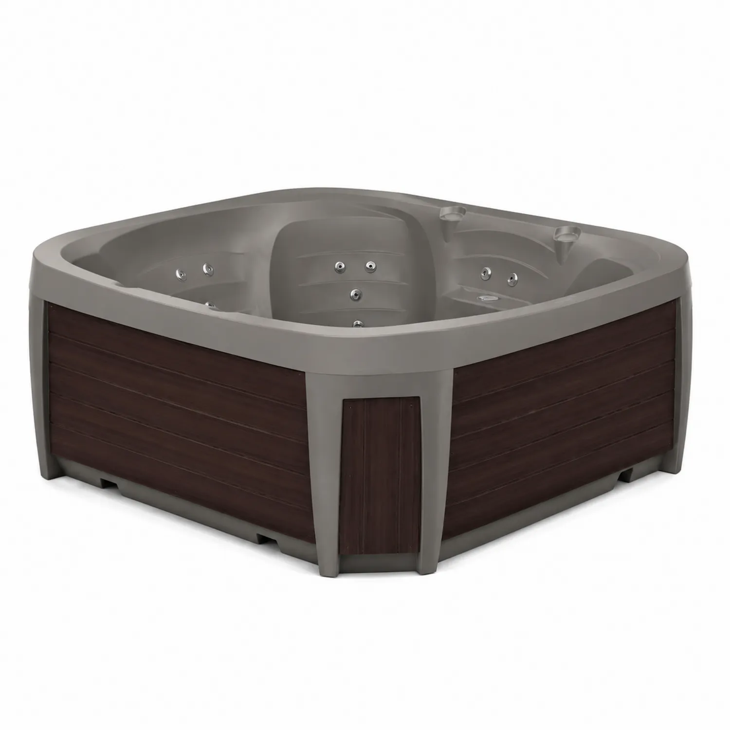 Jacuzzi Acrílico Cuadrado 4 Personas 200x200x90 cm Marrón/Gris