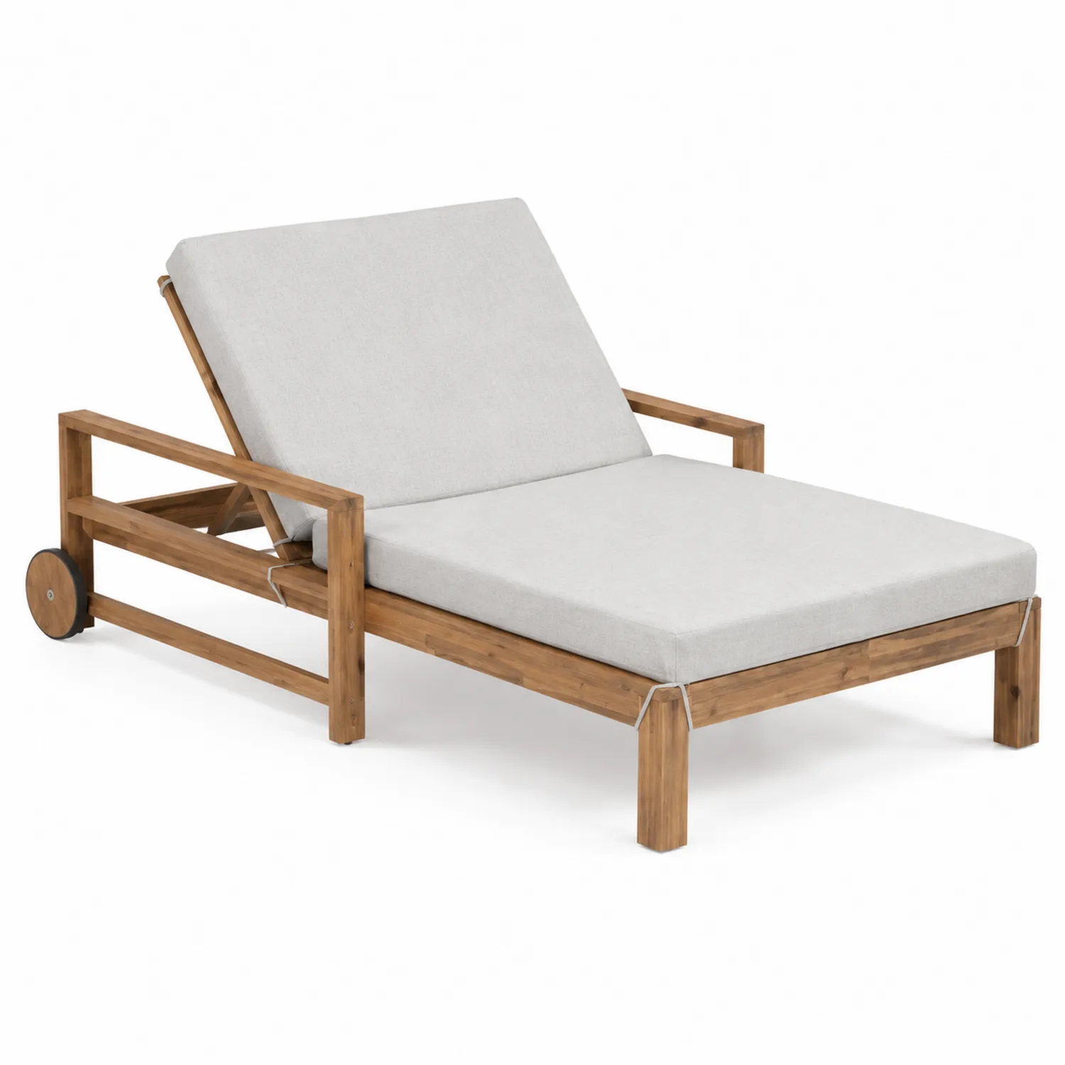 Tumbona de Madera de Acacia con Cojines de Poliéster Beige