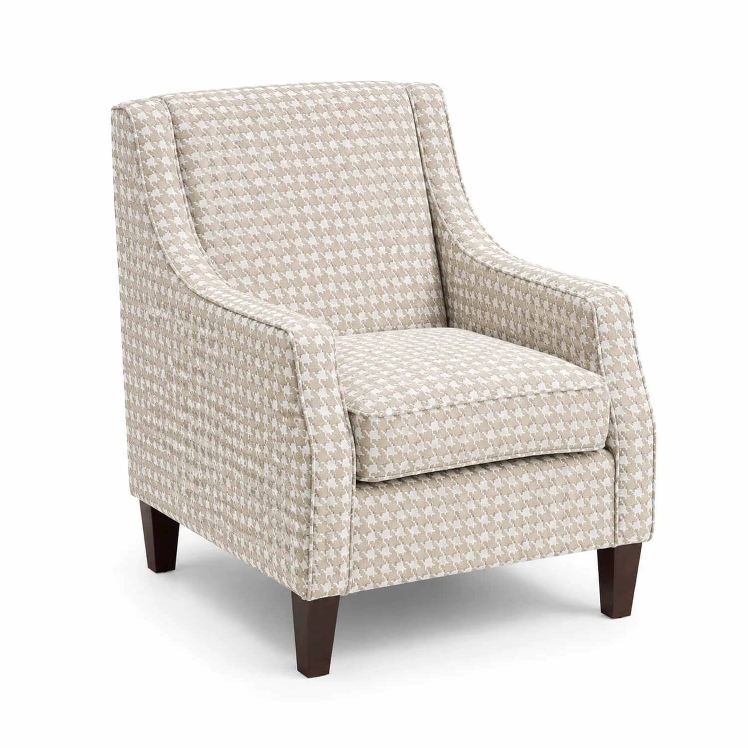 Sillón de poliéster beige con patas de madera