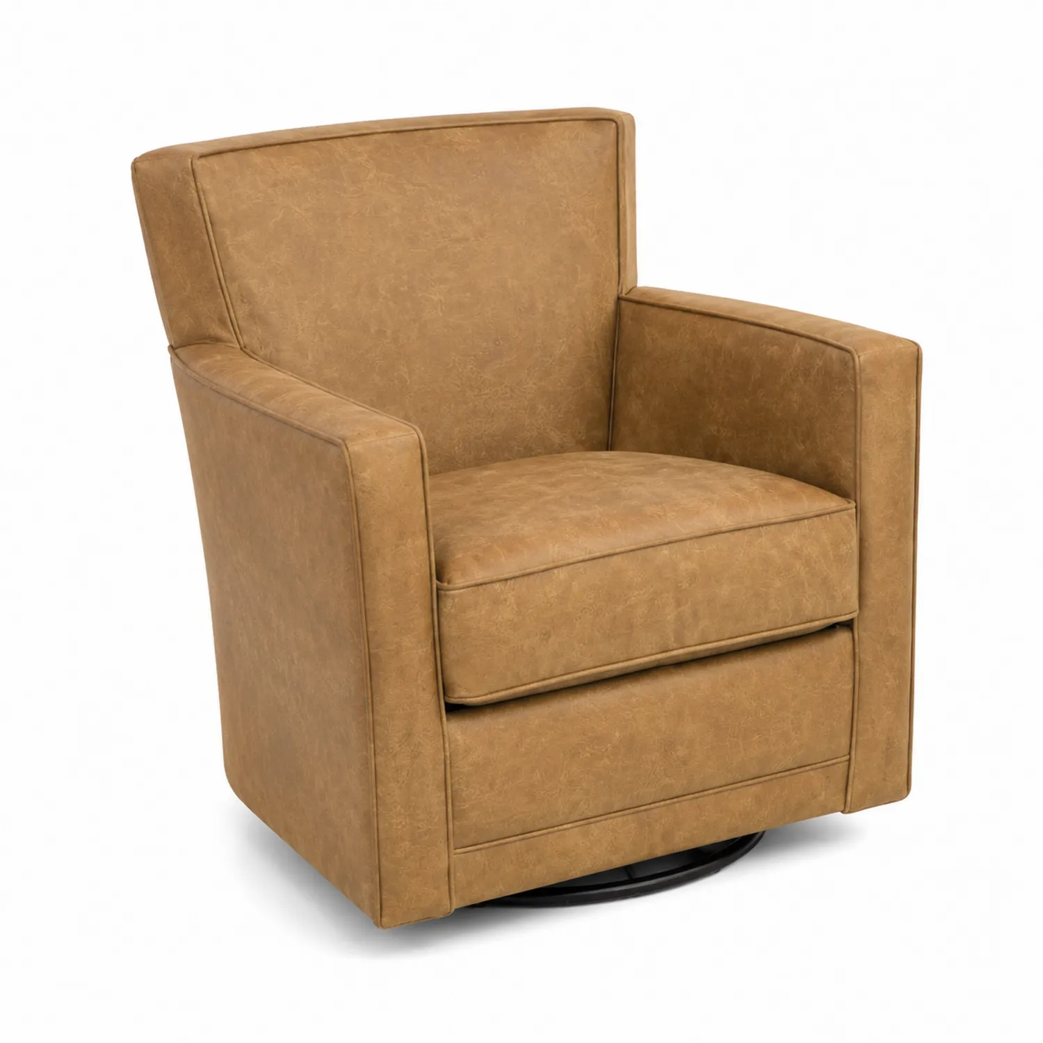 Sillón giratorio de piel sintética marrón