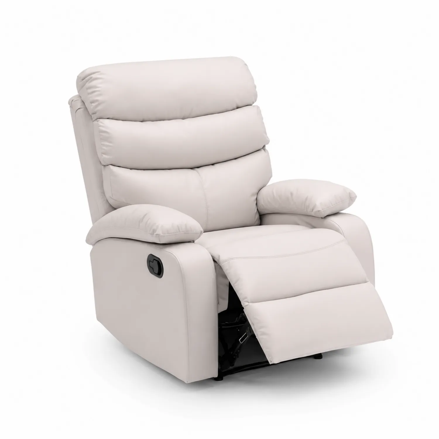 Sillón Reclinable de Cuero Sintético Beige con Estructura de Metal