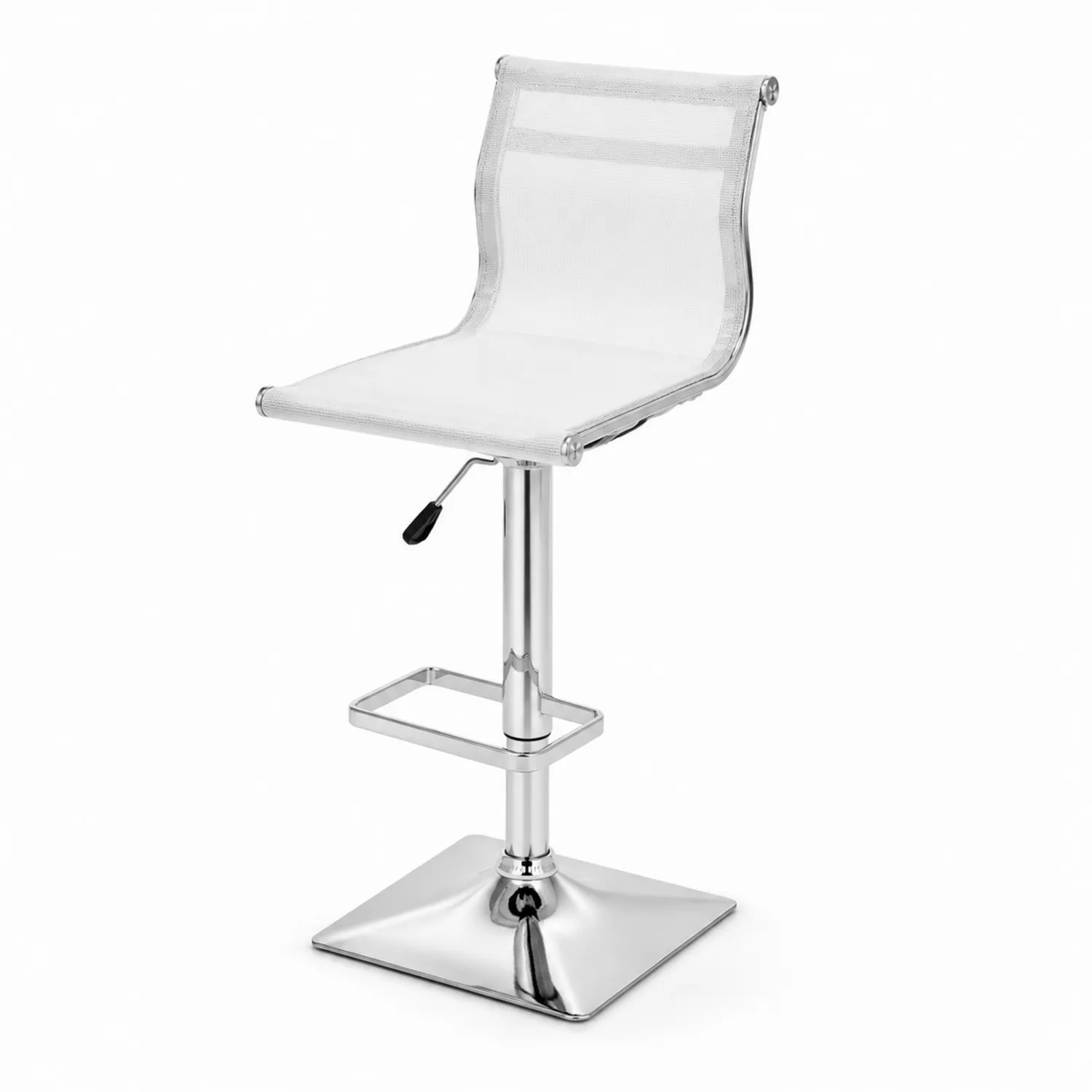 Taburete de malla con base de acero cromado