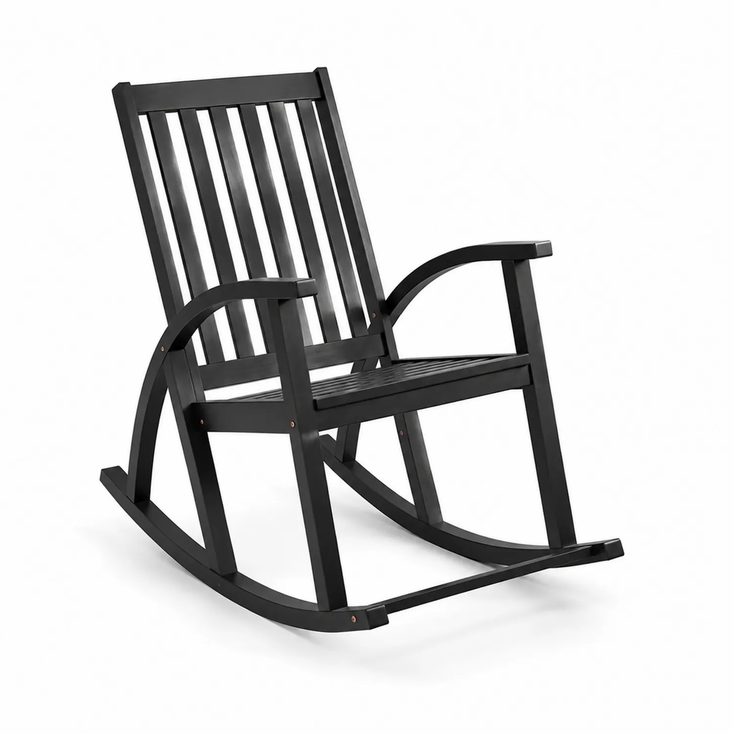 Silla mecedora de madera de acacia negra
