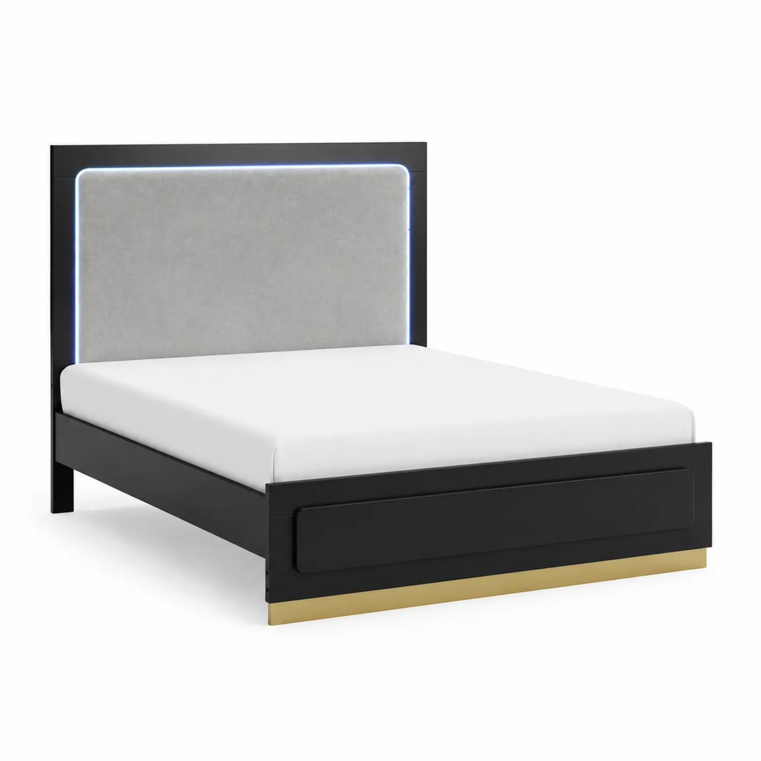 Cama de MDF con Cabecero Tapizado y Luces LED 200x160 cm