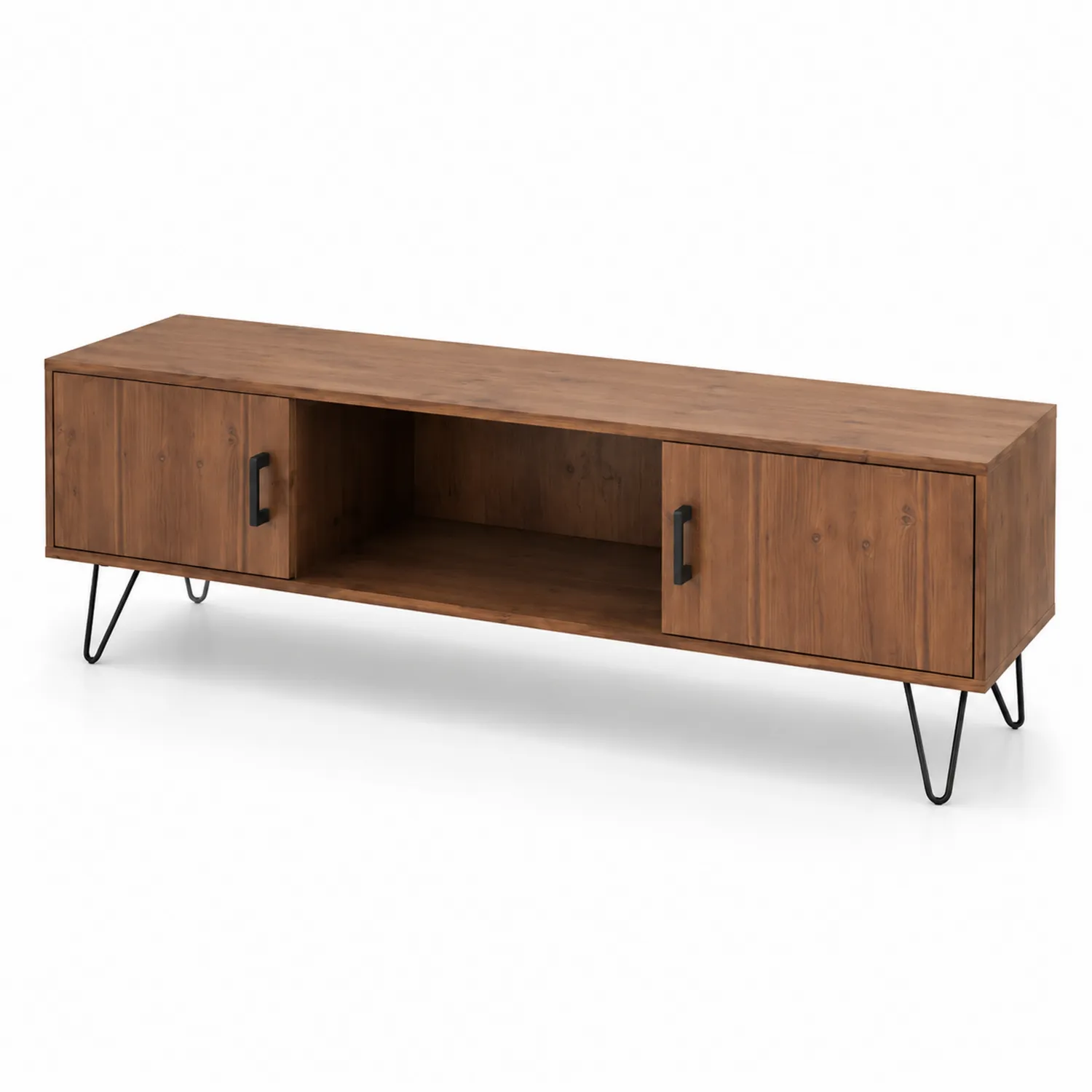 Mueble de TV de Madera de Pino con Patas de Acero