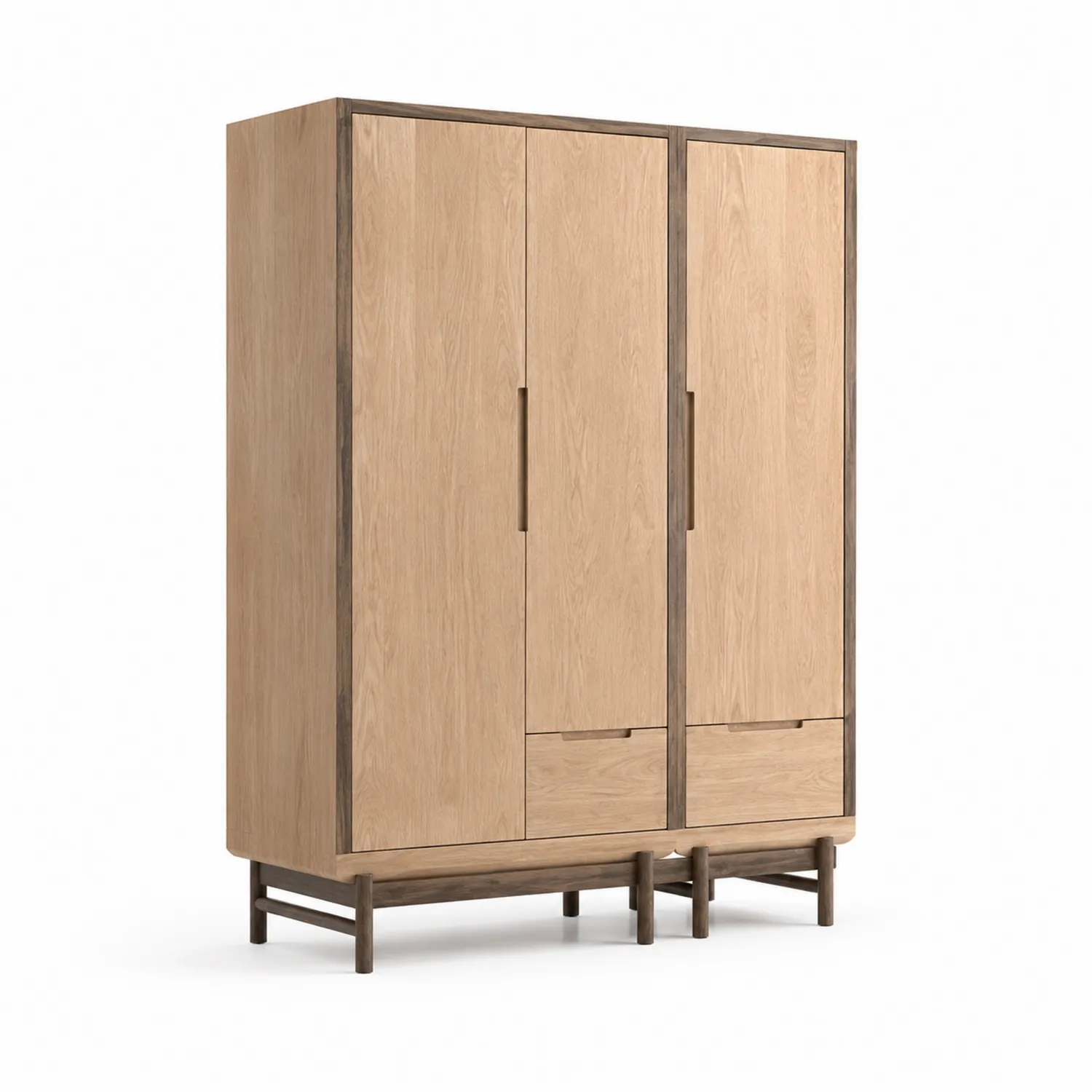 Armario de Madera con 4 Puertas de Roble Claro y Oscuro 180x120x50 cm