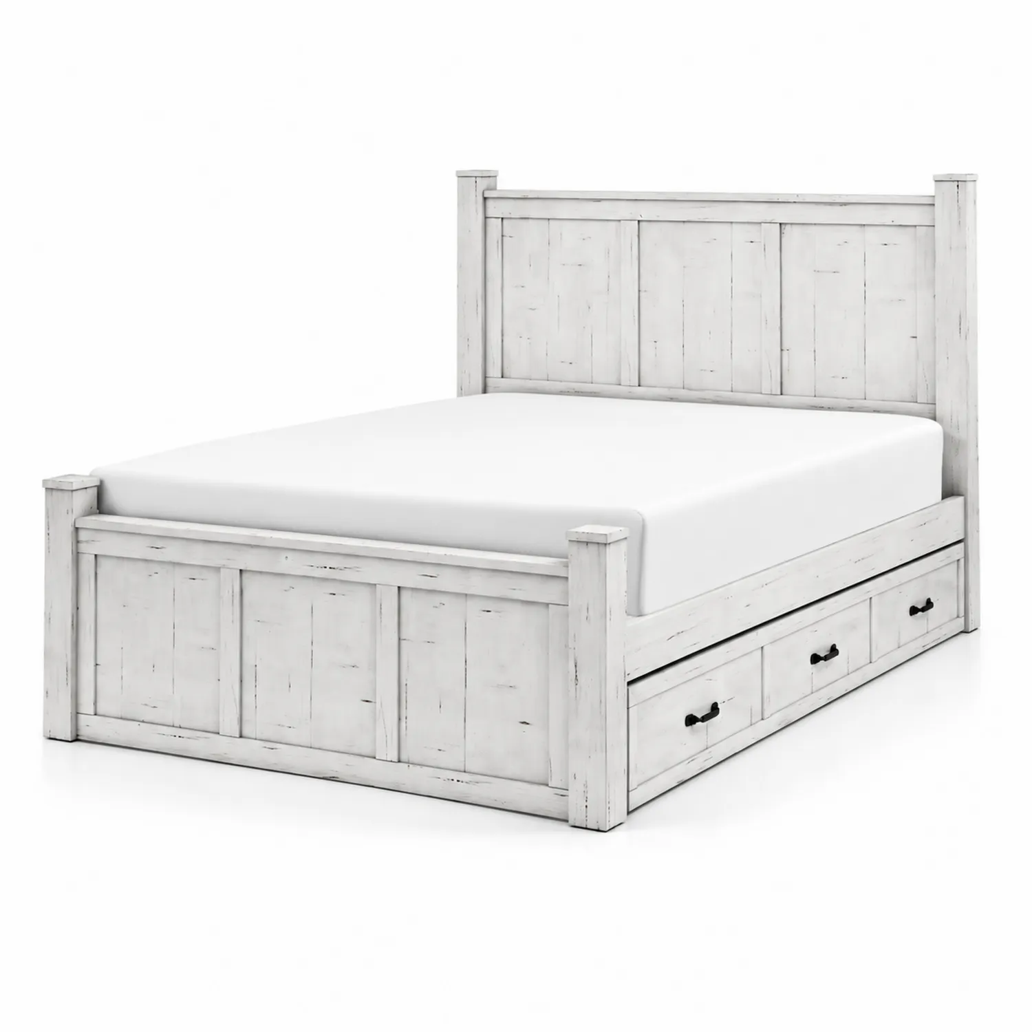 Cama de madera maciza de pino blanco con almacenamiento 200x150 cm