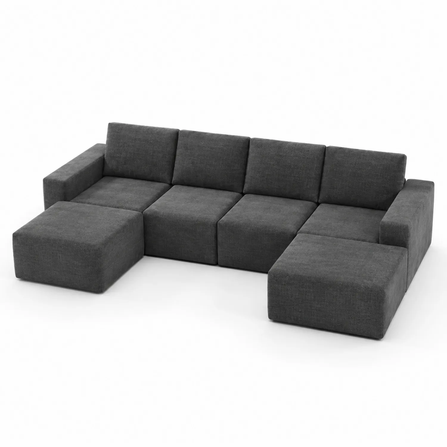 Sofá modular en forma de L de poliéster gris oscuro