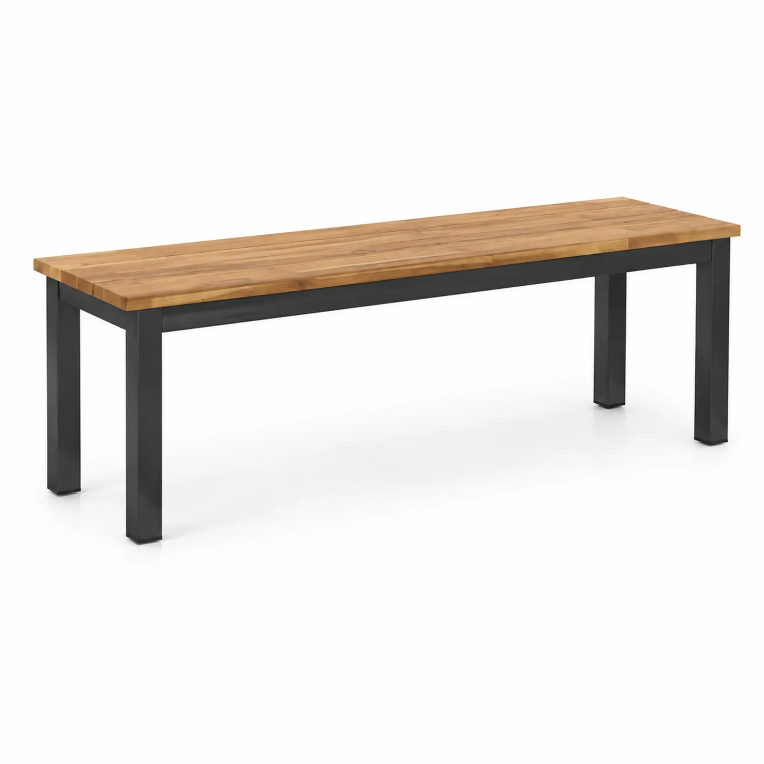 Banco de madera de teca y acero 180x40x45 cm
