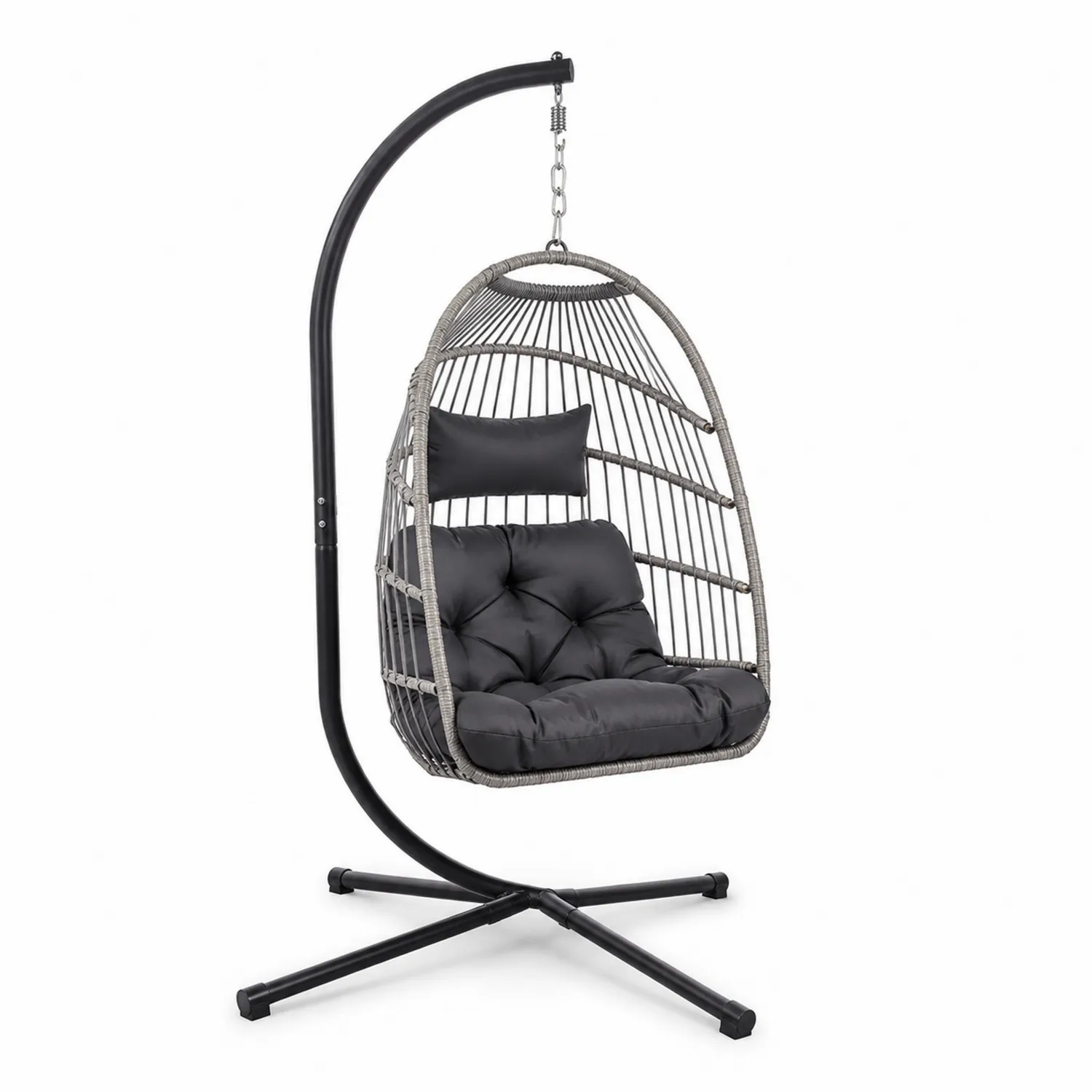 Silla colgante de acero para exteriores con cojines de poliéster