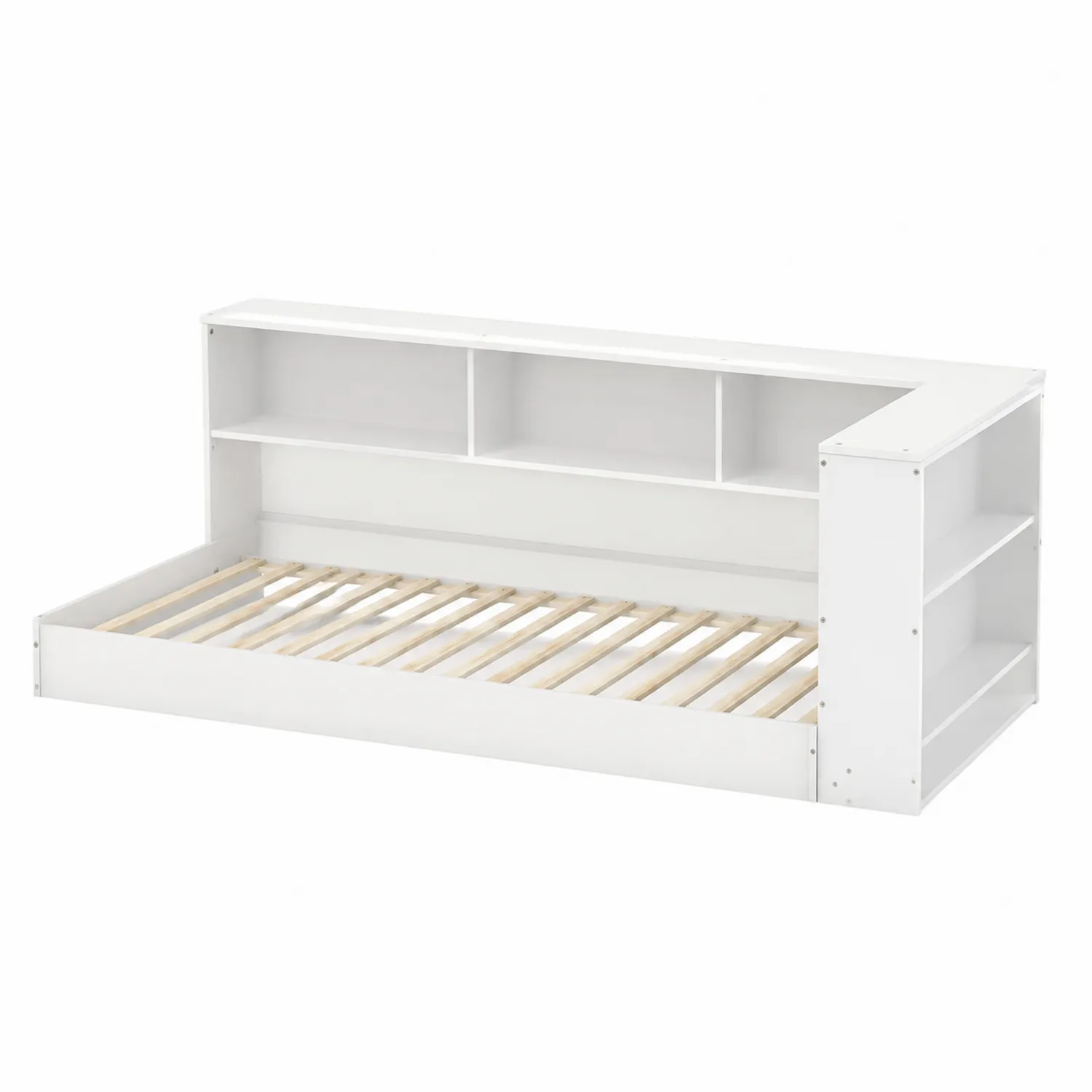 Sofá cama con estantería de MDF, 200x90 cm, Blanco