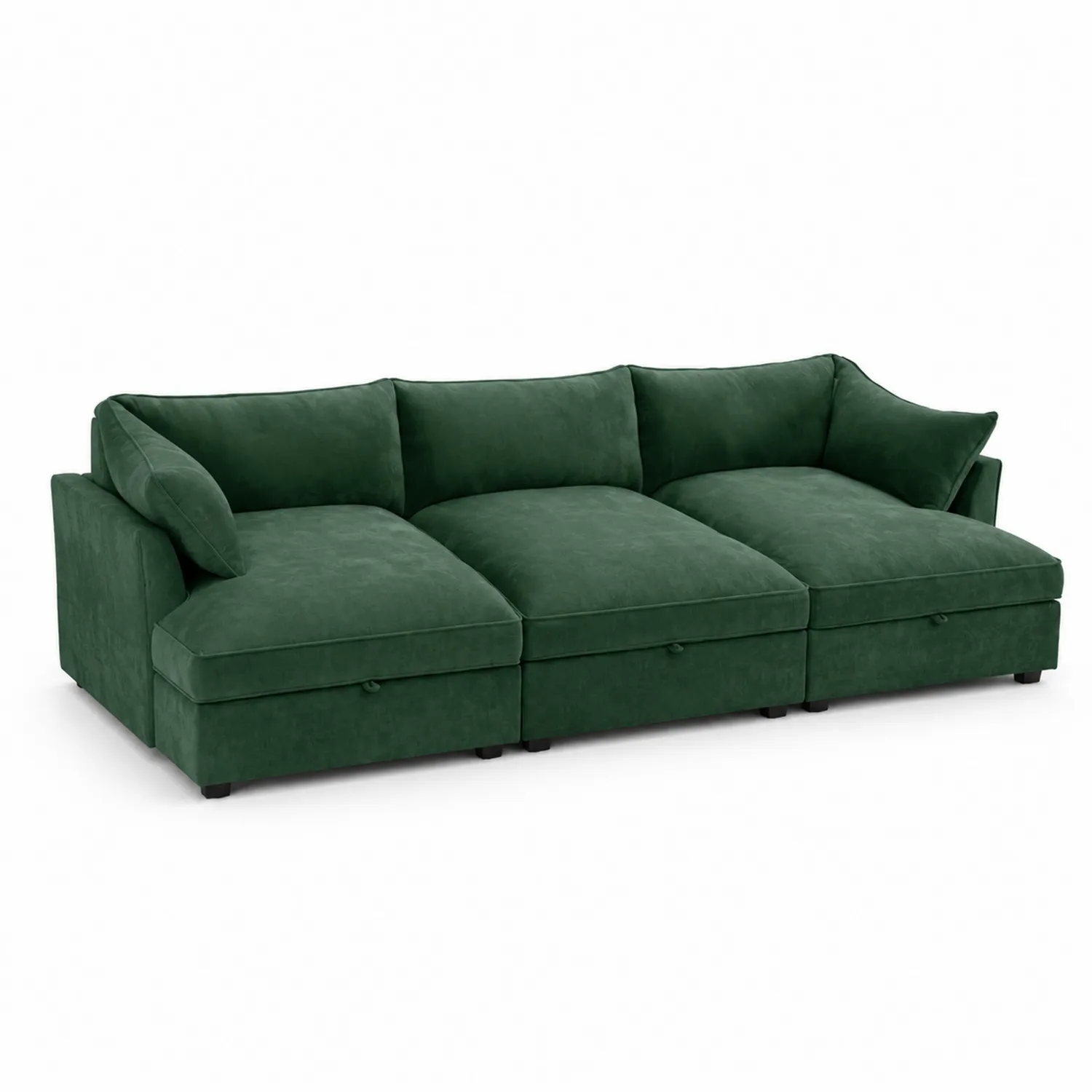 Sofá modular de 3 plazas en terciopelo verde