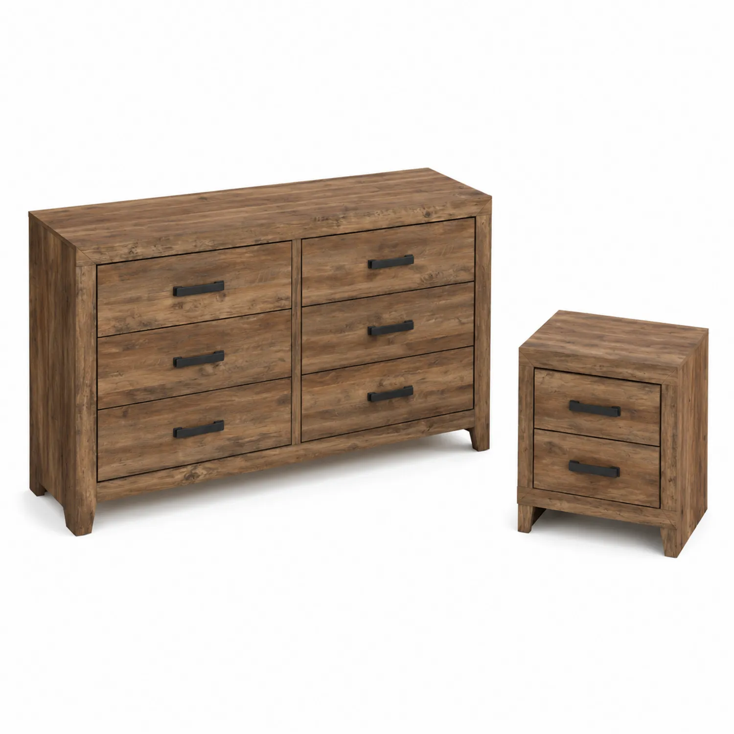 Conjunto de Cómoda y Mesita de Noche de Madera MDF Marrón