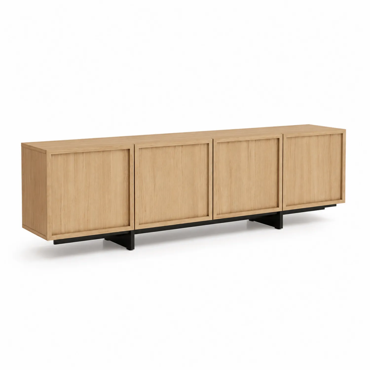 Mueble para TV con estructura de madera de roble y base metálica 200x40x50 cm