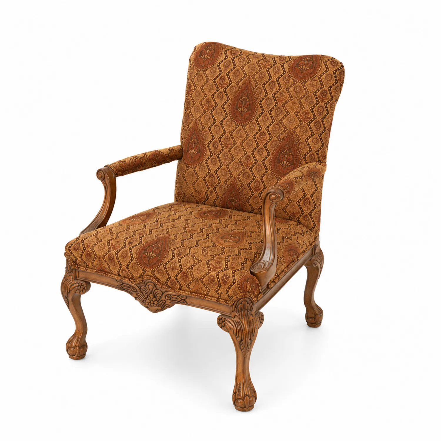 Silla de madera con tapicería de poliéster marrón