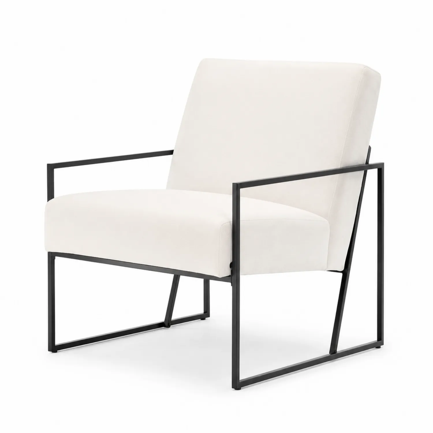 Silla de metal con tapizado de poliéster blanco