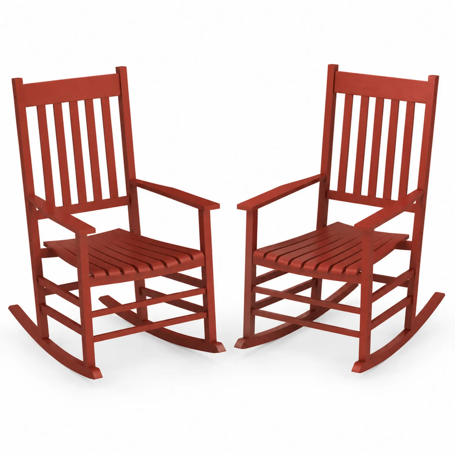 Juego de 2 mecedoras de madera de pino rojas
