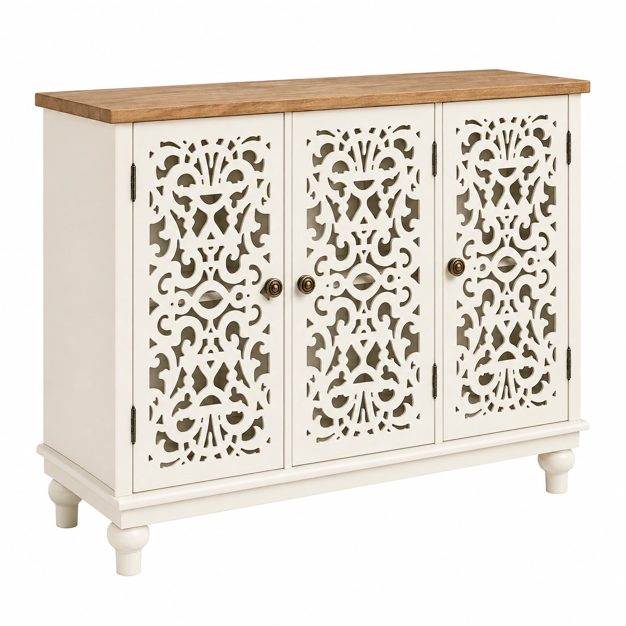 Aparador Vintage Tallado de 3 Puertas para Salon y Comedor-SelviaLiving