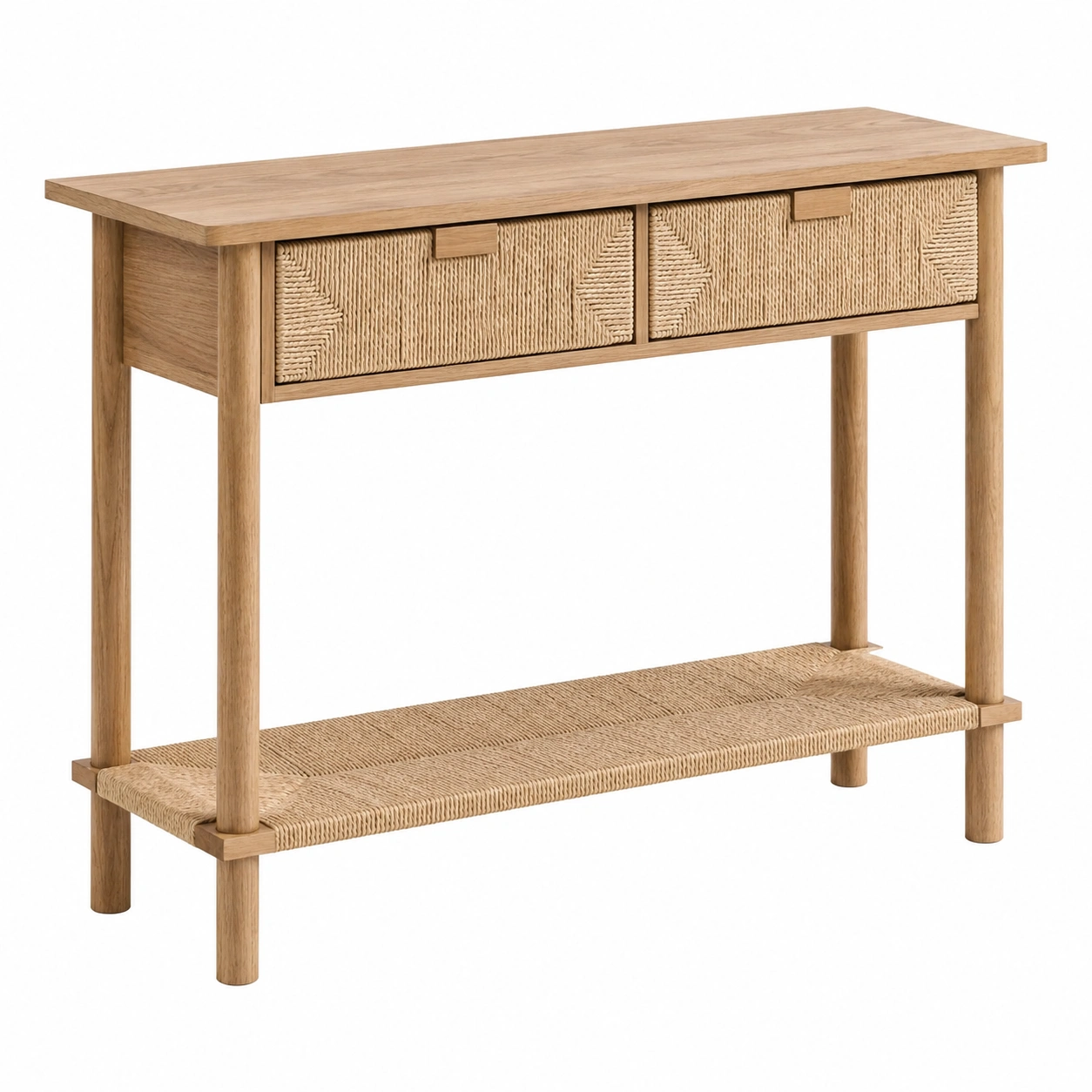 Consola Boho de Madera con Estante Inferior y Cajones Ratan-SelviaLiving